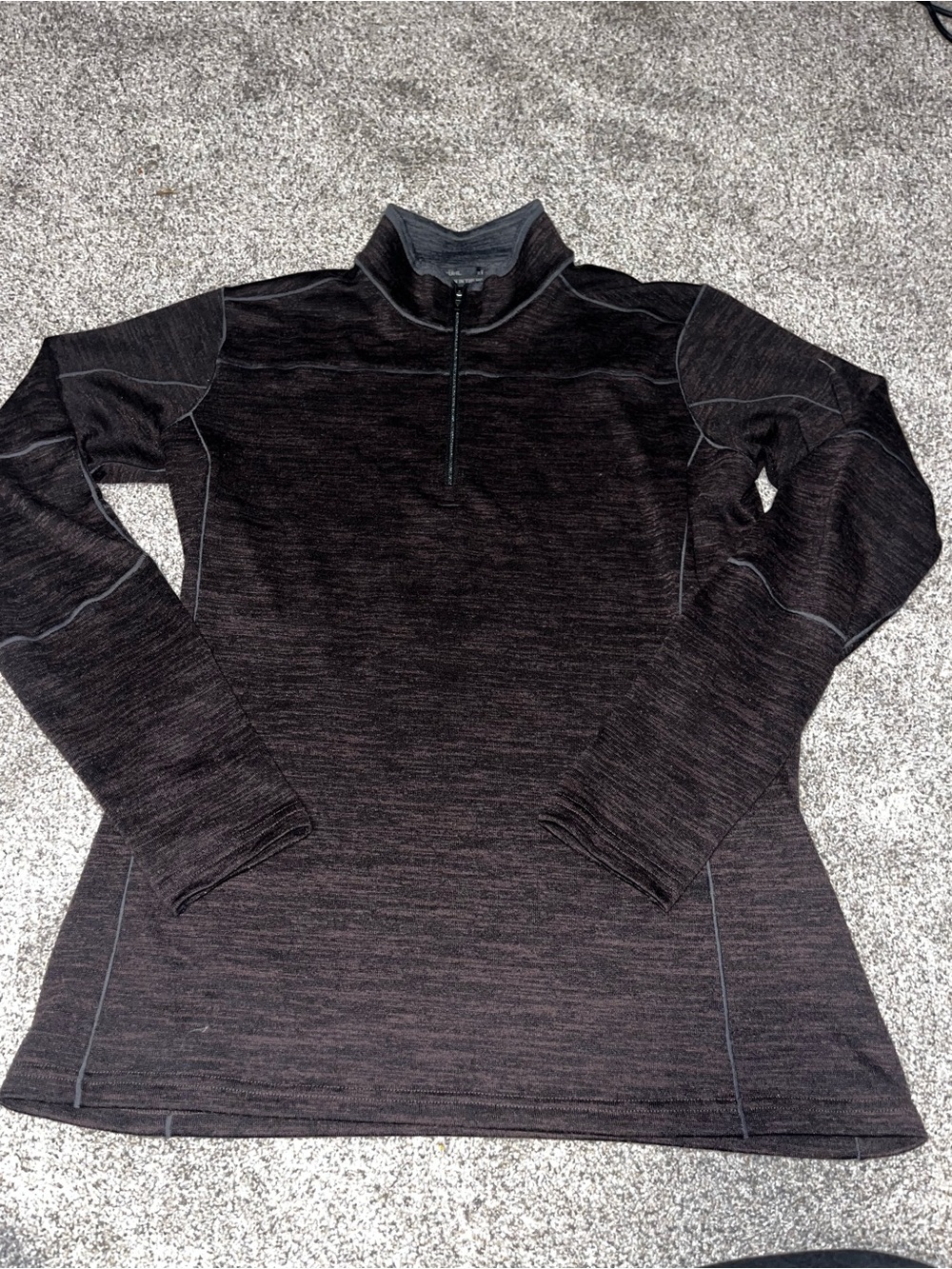 Kuhl Mens Quarter Zip Pullover Shirt Medium Brown Long Sleeve Sweater